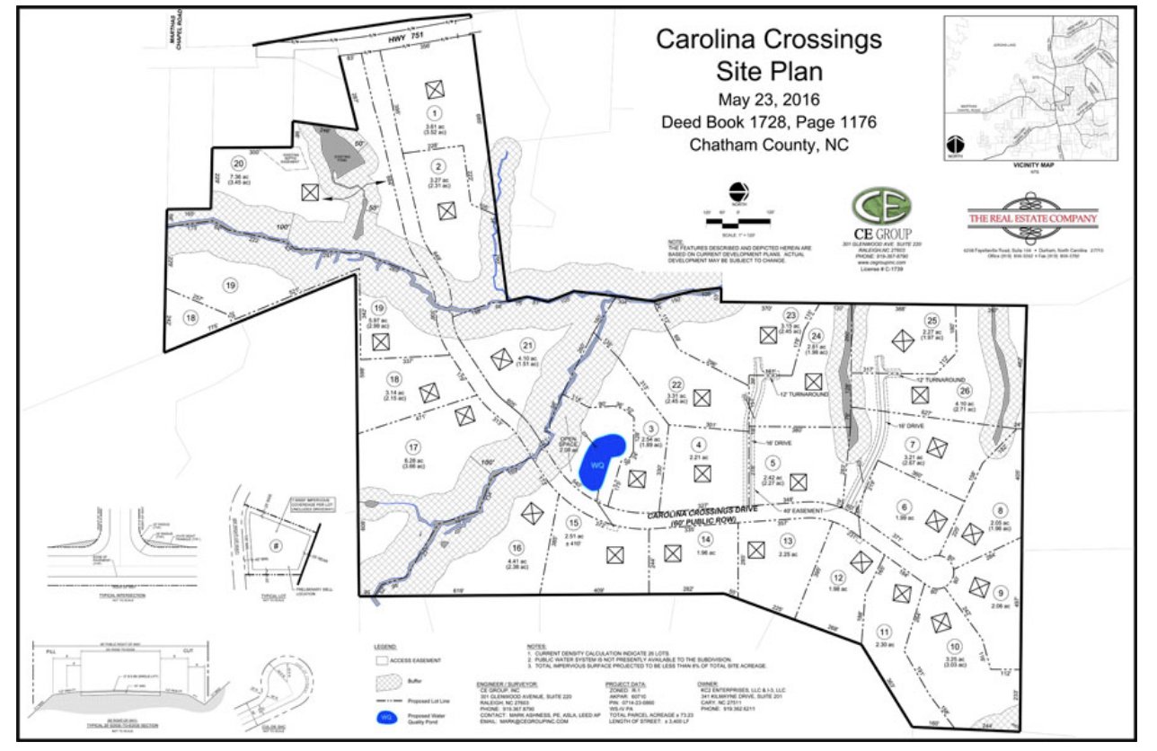 Carolina Crossings Site Plan — 26 lots — Chatham County NC
