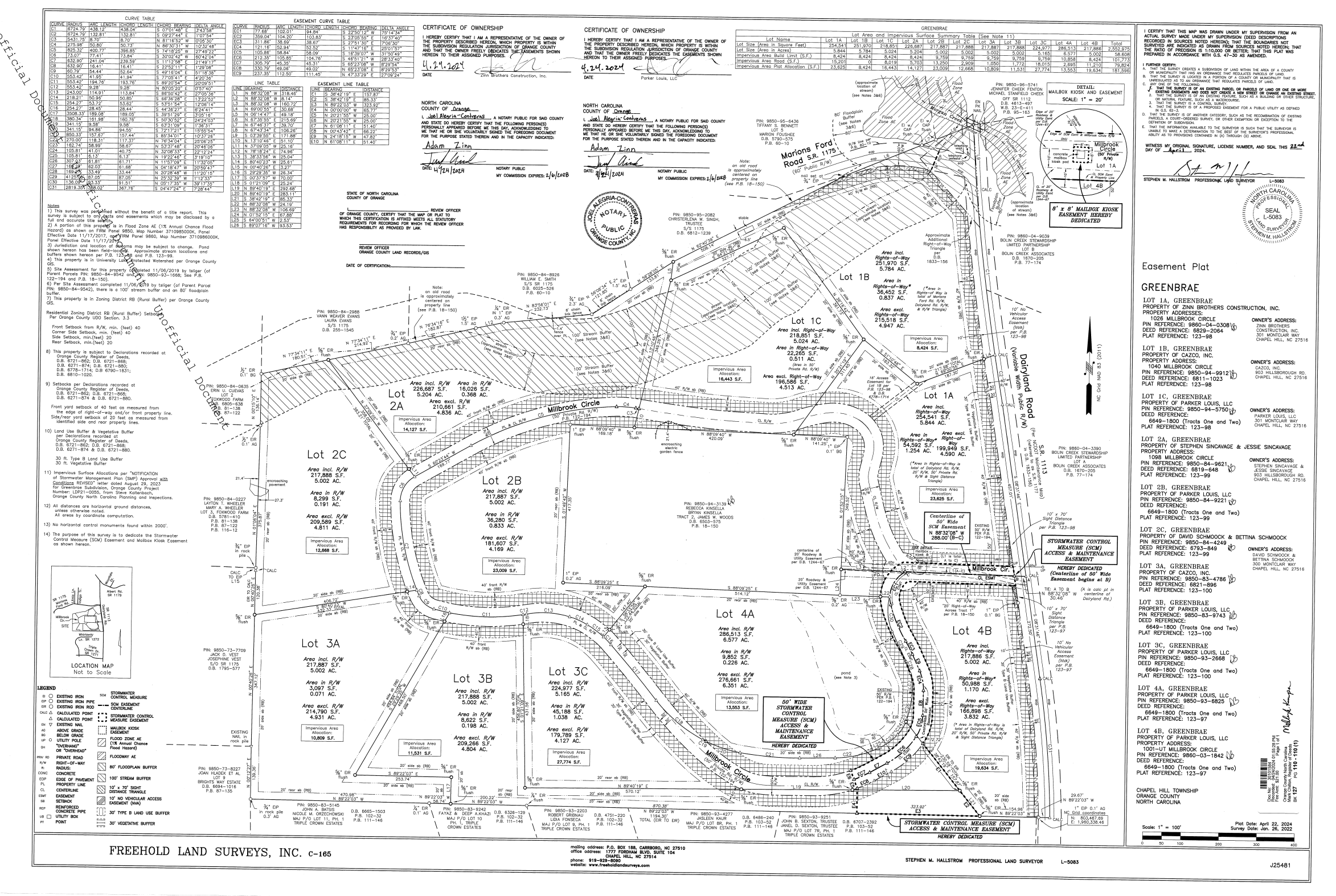 Greenbrae Site Plan — Millbrook Circle, Chapel Hill, NC